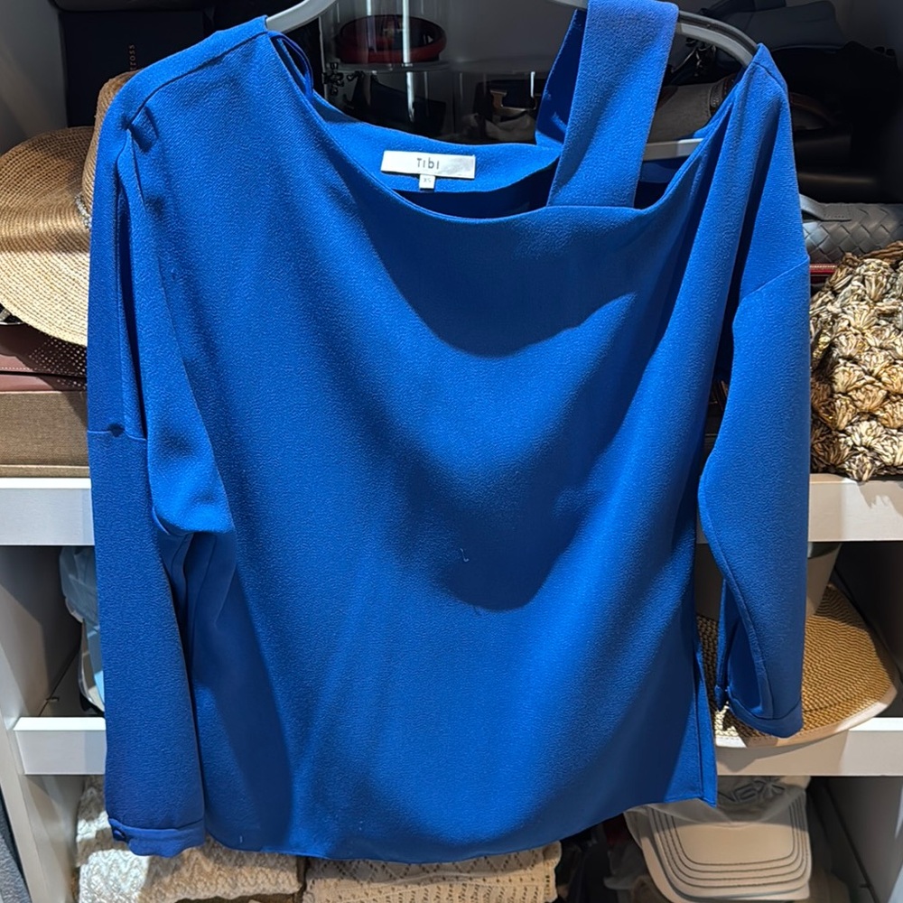 Tibi Royal Blue Asymmetrical Blouse